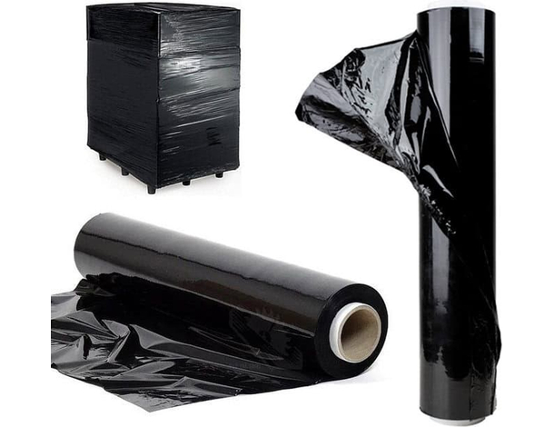 Film estensibile manuale nero 2 rotoli pellicola fascia pellet imballaggio 2kg