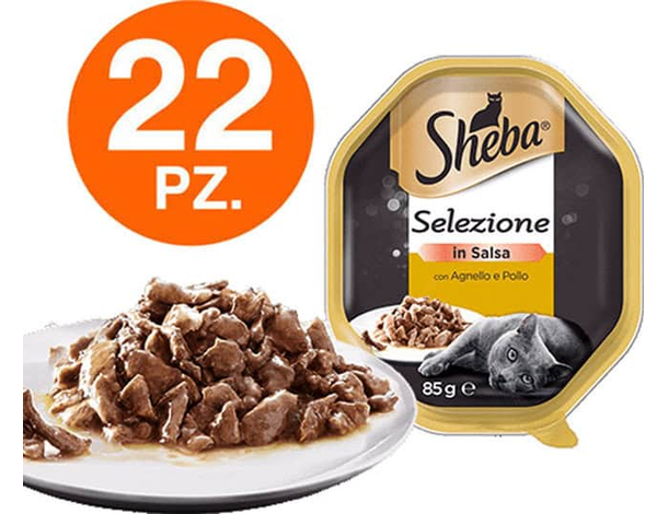 Sheba Selezione in Salsa Cibo per Gatti al Gusto Agnello e Pollo - 22 Vaschette