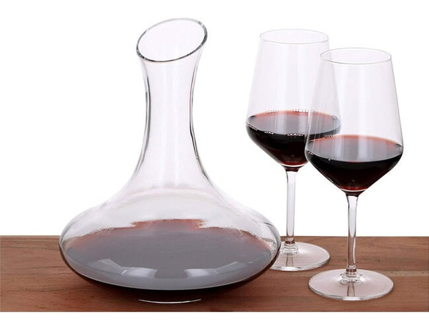 Decanter vino rosso caraffa vetro collo Rotondo cilindrico Sommelier 1,5...