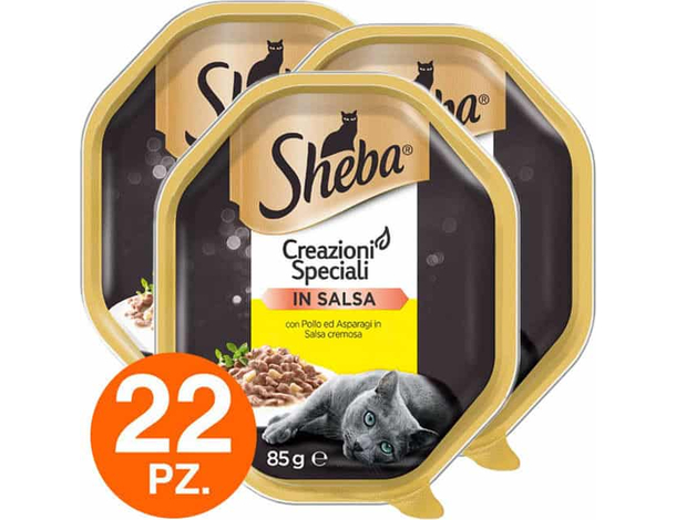 Sheba Creazioni Speciali in Salsa Cibo per Gatti pollo e asparagi -22 Vaschette