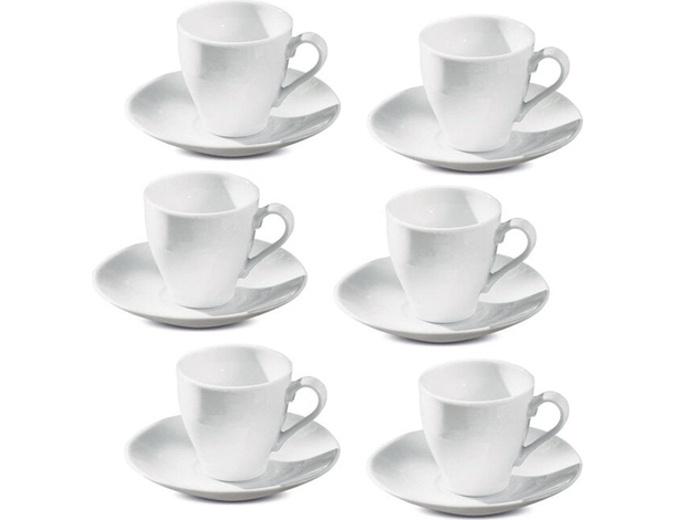 Set da 6 Tazzine da caffè in porcellana bianca tazze e piattini servizio da Tè