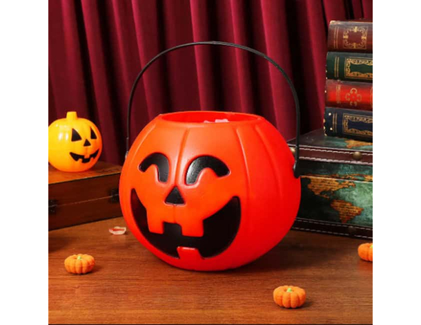 6 Pcs Secchiello Per Caramelle con luce led Portatile Zucche Decorazioni...