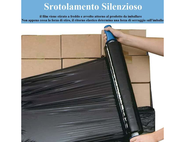 Film estensibile manuale nero 6 rotoli pellicola pallet per imballaggio 2kg...