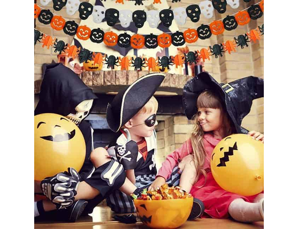3 Festoni addobbi di Halloween ghirlanda 2,75 metri zucche di carta per feste...