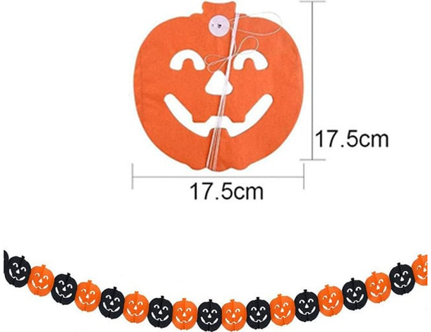 3 Festoni addobbi di Halloween ghirlanda 2,75 metri zucche di carta per feste...