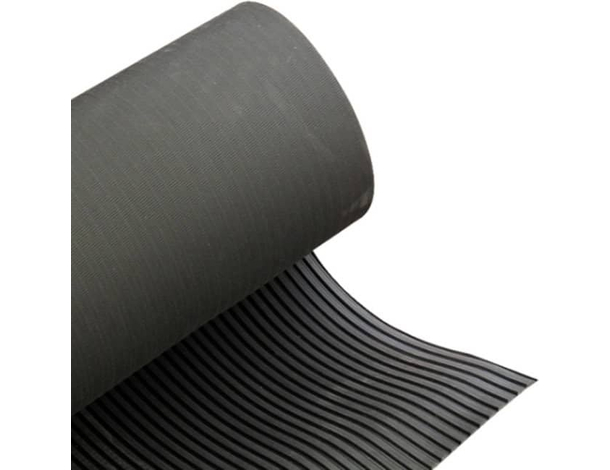 Tappeto in gomma antiscivolo copripavimento rigato nero 1,2x10 m NO PVC 5