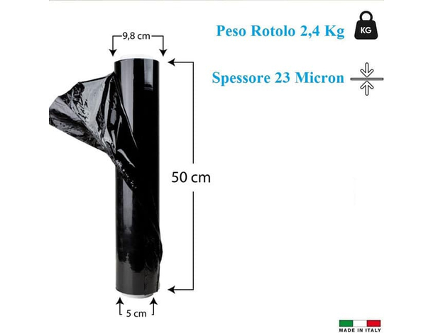 Film estensibile manuale nero 6 rotoli pellicola pallet per imballaggio 2kg...