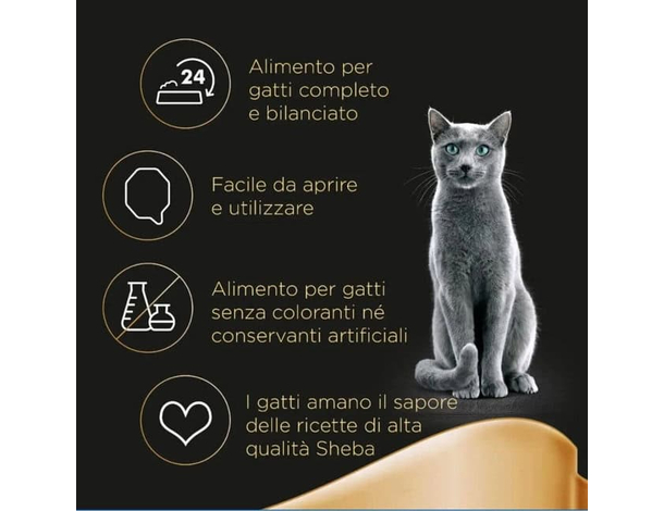 Sheba Delicatezze in Gelatina Pollo Cibo Umido Gatti Adulti Vaschette 22x85g...