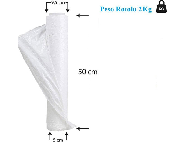 2x Bobina Film estensibile manuale bianco pellicola fascia pallet imballaggio...