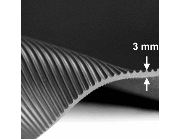 Tappeto in gomma antiscivolo copripavimento rigato nero 1,2x10 m NO PVC 3