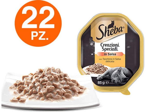 Sheba Creazioni Speciali Tacchino in Salsa Cibo per Gatti - 22 Vaschette 85gr