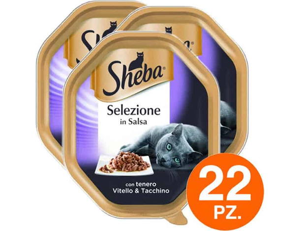 Sheba Cibo per Gatti al Gusto Vitello e Tacchino - 22 Vaschette da 85 grammi