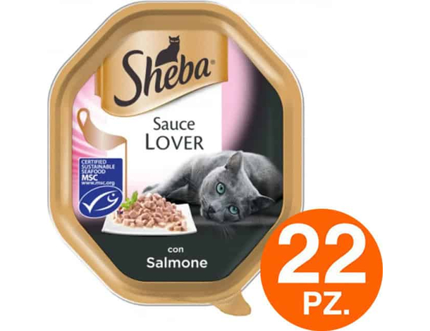 Sheba Sauce lover contrancetti di salmone in Salsa Cibo Umido Gatti 22 x 85g