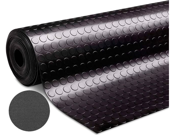 Tappeto gomma nero in PVC copertura pavimento largo 1x25 m bollo bullonato
