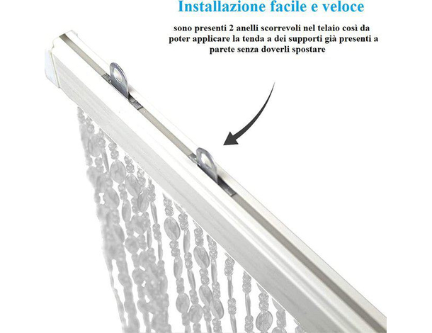 Tenda Antimosche Anti Insetti Porta Finestra con Fili e Perline in PVC 3...