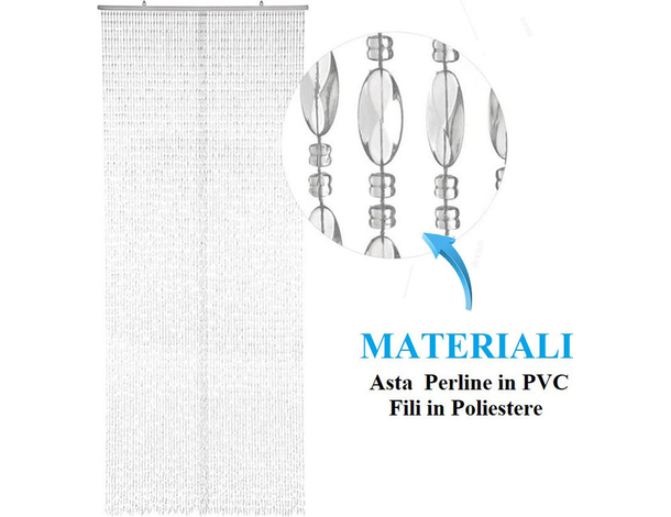 Tenda Antimosche Anti Insetti Porta Finestra con Fili e Perline in PVC 3...