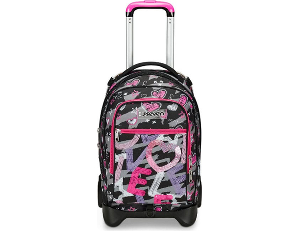 Zaino Trolley Jack 2 maxi Ruote Seven Draft Heart per scuola zaino staccabile...