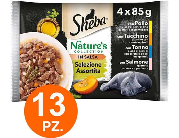 Sheba Multipack Nature's Collection Cibo umido completo gatti in salsa 13x4 pz