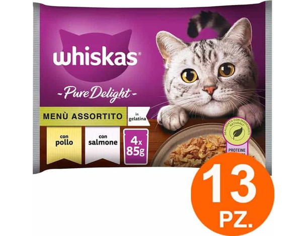 Whiskas Cibo per Gatti Straccetti Selezione Assortita - 52 bustine da 85g Umido