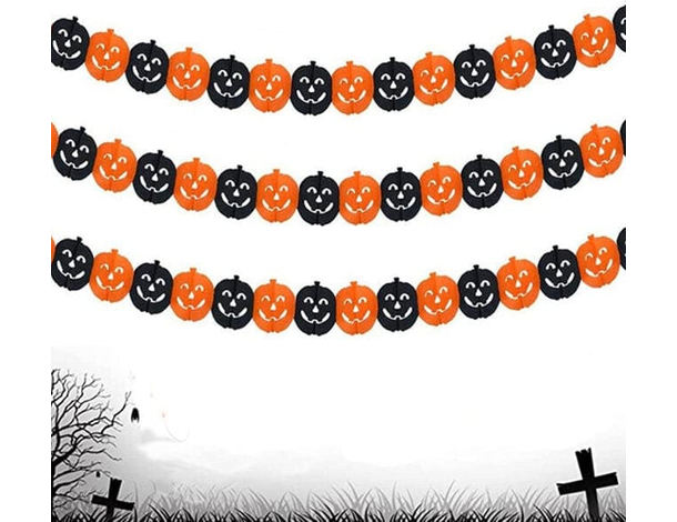 3 Festoni addobbi di Halloween ghirlanda 2,75 metri zucche di carta per feste