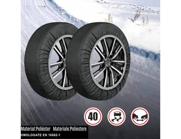 Calze da neve in tessuto omologate EN 16662-1, montaggio rapido in 2 minuti,...