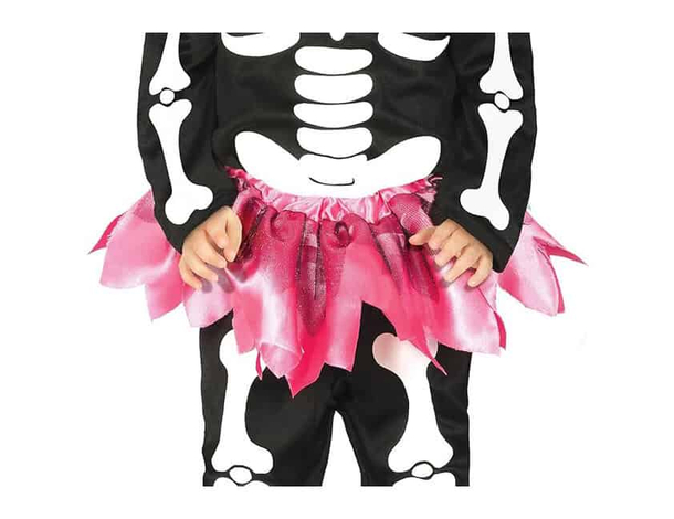 Costume Scheletrina Bambina 18-24 mesi - Tuta con Gonna Tulle Rosa e Fascia,...
