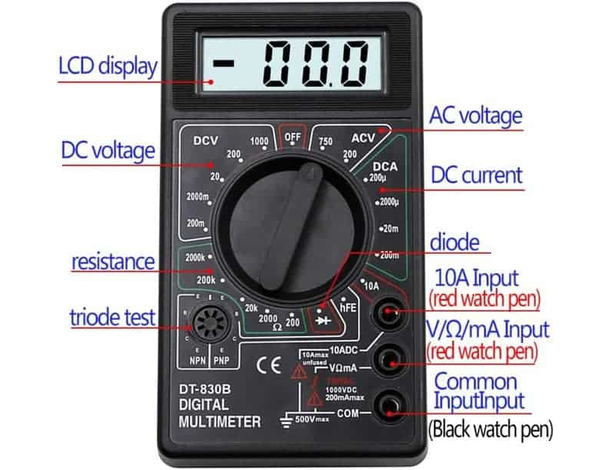 Multimetro Digitale Multifunzionale: Voltmetro, Amperometro e Ohmmetro per...