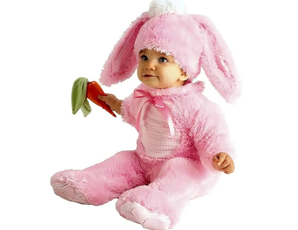 Costume Coniglietta Bambina 1-2 anni - Tuta Intera con Copricapo e Orecchie,...