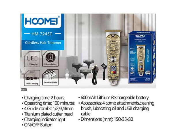 Tagliacapelli Professionale Cordless con Lame in Titanio, Display LED, 4...