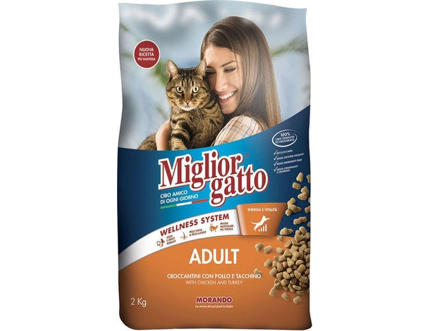 Miglior Gatto - Croccantini Pollo e Tacchino 2kg, Ricchi di Proteine e Omega...