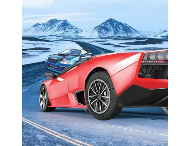 Calze da neve in tessuto omologate EN 16662-1, montaggio rapido in 2 minuti,...