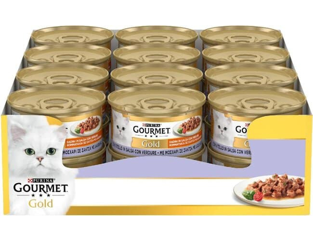 Purina Gourmet Gold Dadini in Salsa Cibo Umido per Gatto con Vitello in Salsa...