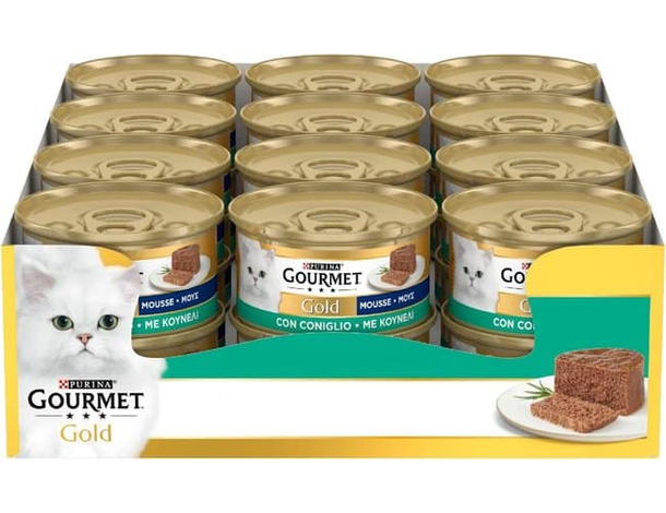 Purina Gourmet Gold Patè Cibo Umido Gatto con Coniglio, 24 Lattine da 85 grammi