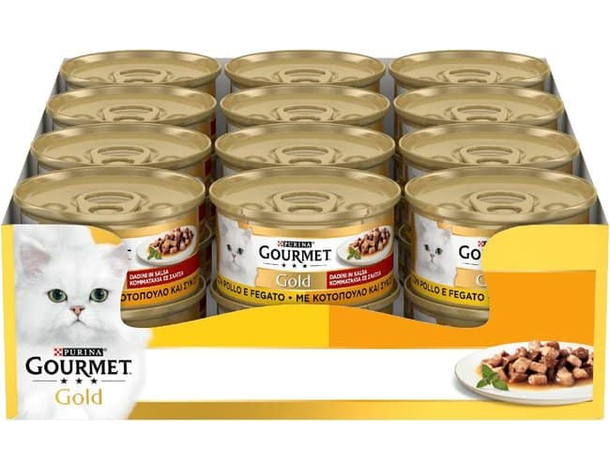 Purina Gourmet Gold Dadini in Salsa Umido Gatto con Pollo e Fegato, 24...