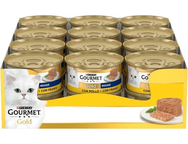 Purina Gourmet Gold Tortini alimento per gatti con pollo 24 scatolette da 85...