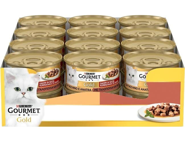 Purina Gourmet Gold Dadini in Salsa Umido Gatto con Tacchino e Anatra, 24...