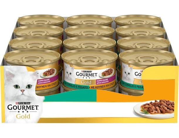 GOURMET Gold Tortini per Gatti: Cibo Umido Gourmet con Coniglio e Fegato - 24...