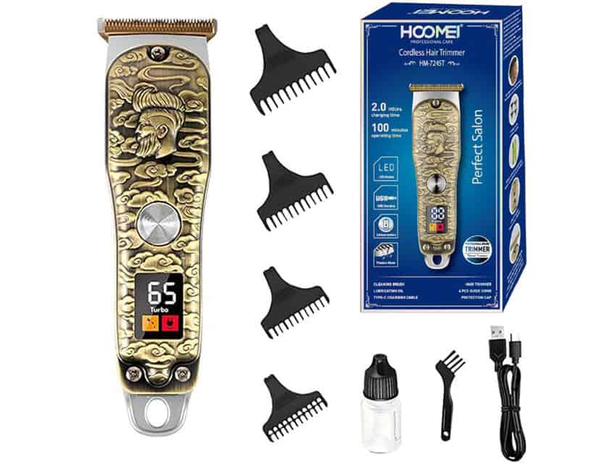 Tagliacapelli Professionale Cordless con Lame in Titanio, Display LED, 4...