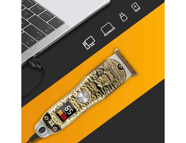 Tagliacapelli Professionale Cordless con Lame in Titanio, Display LED, 4...