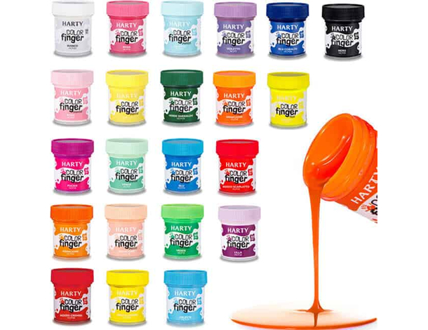 Colori a dita tempera 6 da 50 ml in barattoli per bambini lavabili vari...