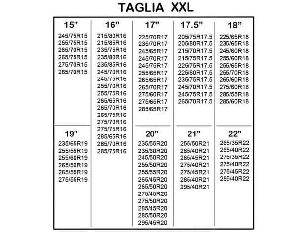 Calze da neve in tessuto per pneumatici omologate EN16662-1, montaggio...