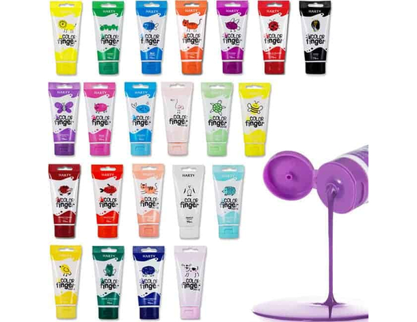 Colori a dita 6 da 75 ml tempera in tubetti per bambini lavabili vari colori...
