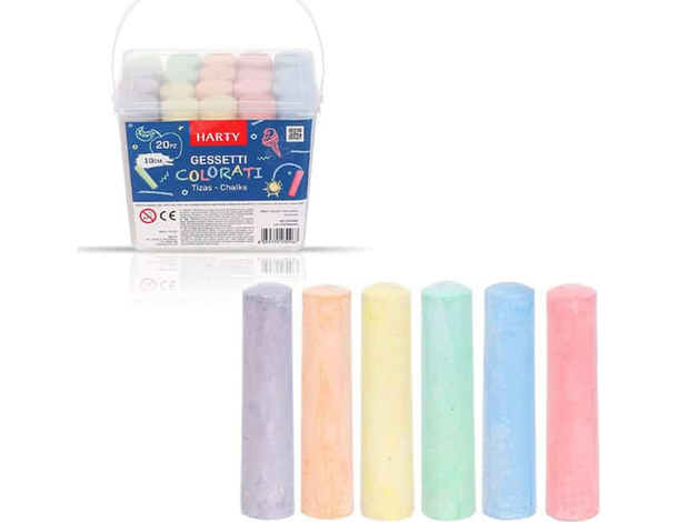 20 Maxi Gessetti Gessetto 10 x 2.5 cm Colorati per Lavagna Dermatologicamente...