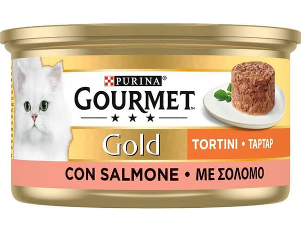 GOURMET Gold Tortini per Gatti Adulti: Cibo Umido Completo Salmone - 24x85g...