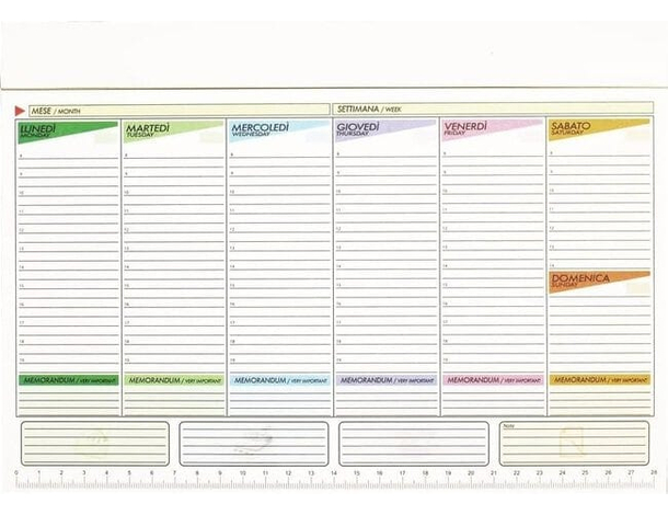 Set 10 Planner Settimanale da Tavolo 52 Fogli Strappabili Multicolore 30x21...