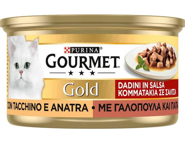 Purina Gourmet Gold Dadini in Salsa Umido Gatto con Tacchino e Anatra, 24...