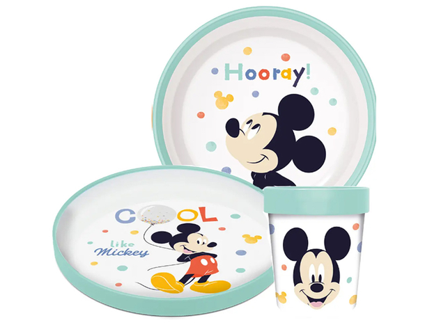 Gift Set Pappa Bambini Disney Mickey Mouse da 3 pezzi, in plastica senza BPA,...