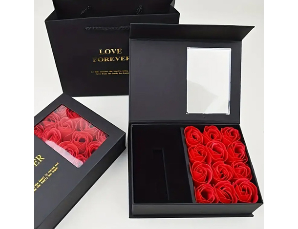 Scatola Regalo per Gioielli Rose Rosse Artificiali profumate Confezione...