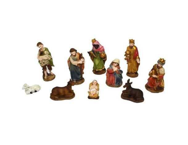 Set Statuine Natività Pastori 10 figure in resina 9cm, statuette del...