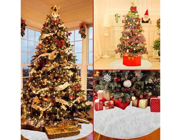 Tappeto Copribase per Albero di Natale in Peluche Bianco - Effetto Neve... Tappeto Copribase per Albero di Natale in Peluche Bianco - Effetto Neve...